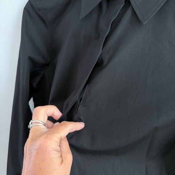 Sportmax | MaxMara Women’s Cotton Taranto Poplin Shirt Button Solid Black Blouse - Picture 7 of 11